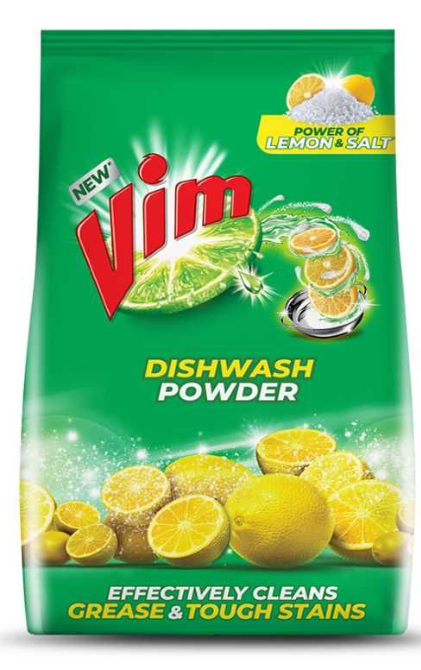 Vim Dish Washing Powder, With Lemon, Bag,