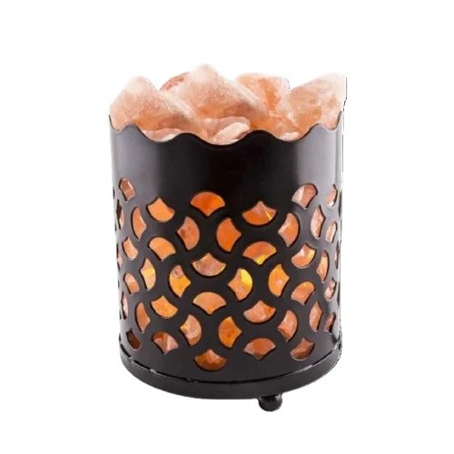 Himalayan pink salt chunk lamp Flaming Chunks in Happy Vessel