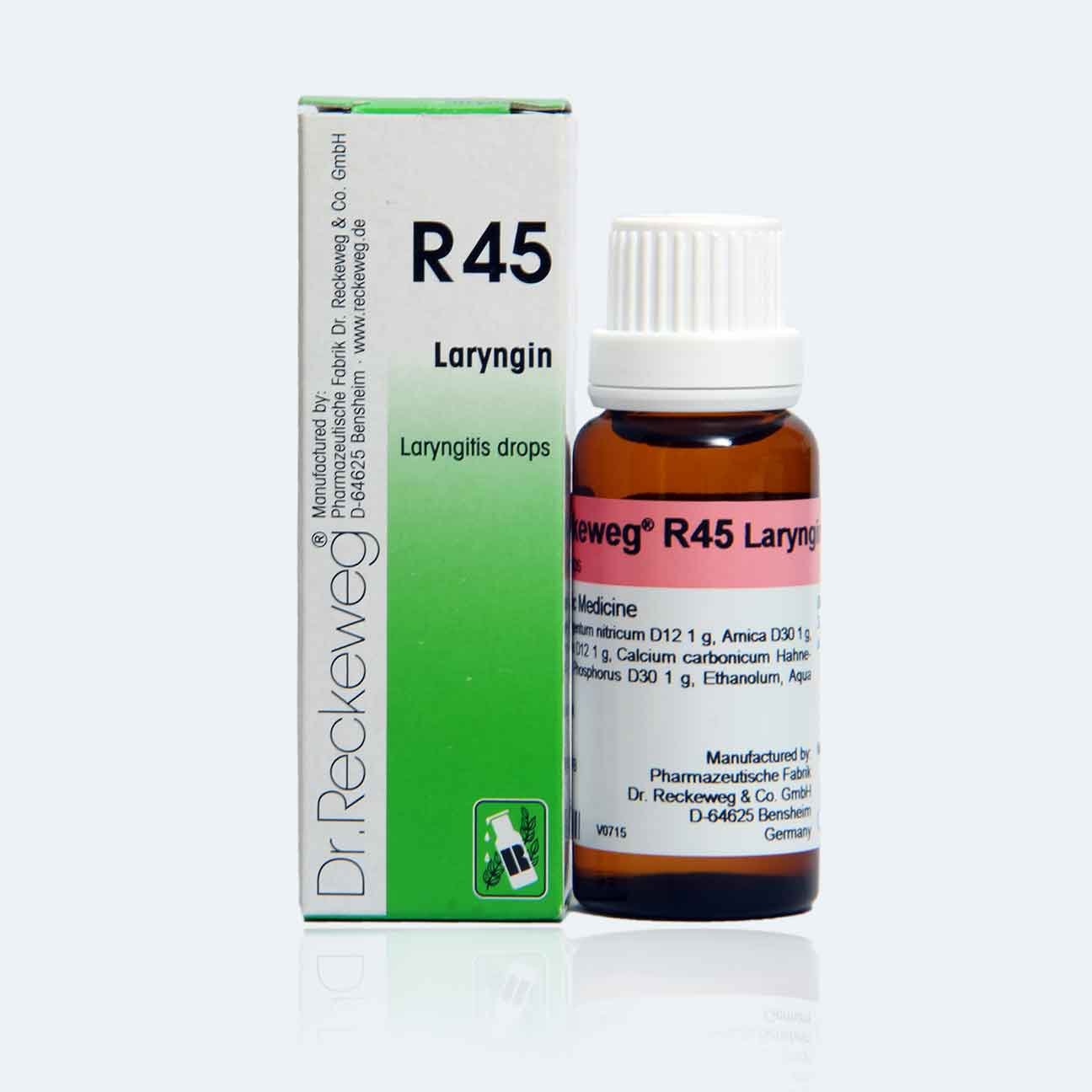 Dr. Reckeweg R45 Laryngitis Drops نرخرے کی سوزش کے قطرے
