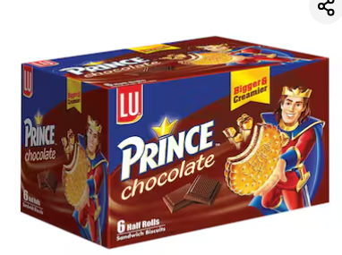 LU Prince Chocolate Sandwich Biscuits 6 Half Rolls